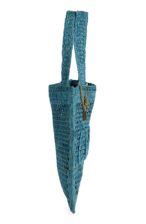 Chloé Teal Green Raffia Summer Banana Shoulder Bag In Stormy Sea