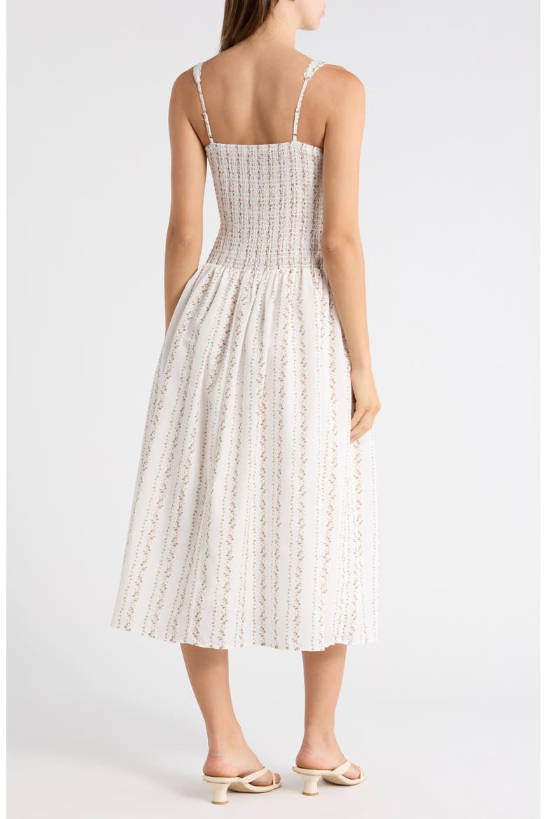 Floral Button Detail Fit & Flare Midi Sundress, Alternate, color, PINK FLORAL