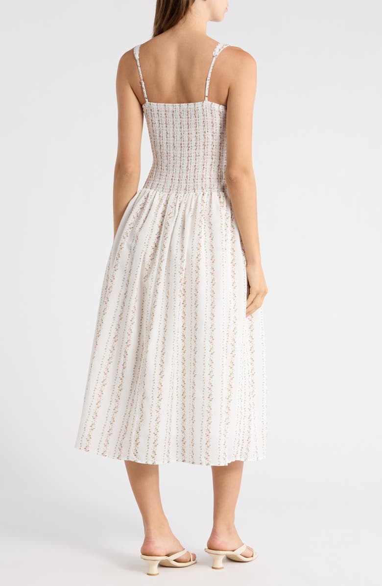 Lush Floral Button Detail Fit & Flare Midi Sundress, Alternate, color, Pink Floral