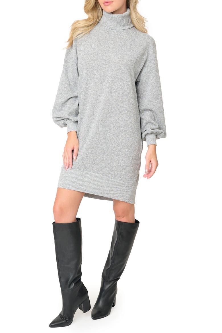 Long Sleeve Sweater Dress, Main, color, HEATHER GREY