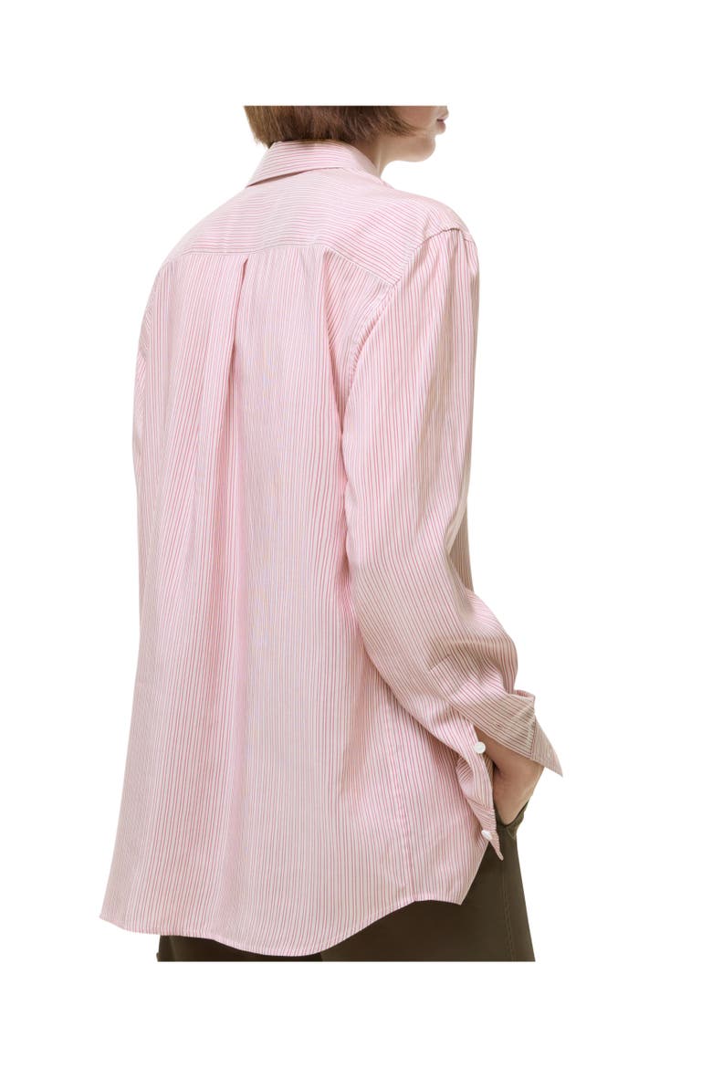 Relaxed Fit Striped Silk Shirt, Alternate, color, Chalk white/rhubarb pink