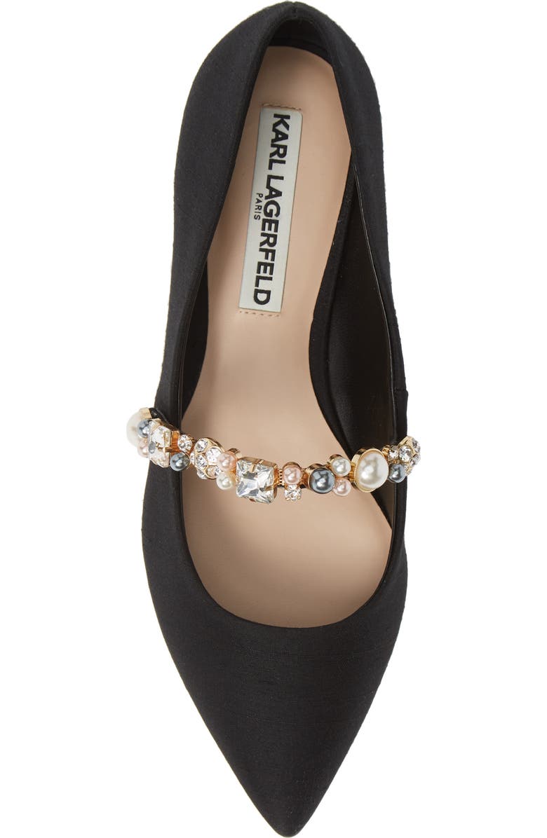 KARL LAGERFELD PARIS Noel Imitation Pearl Embellished Flat, Alternate, color,