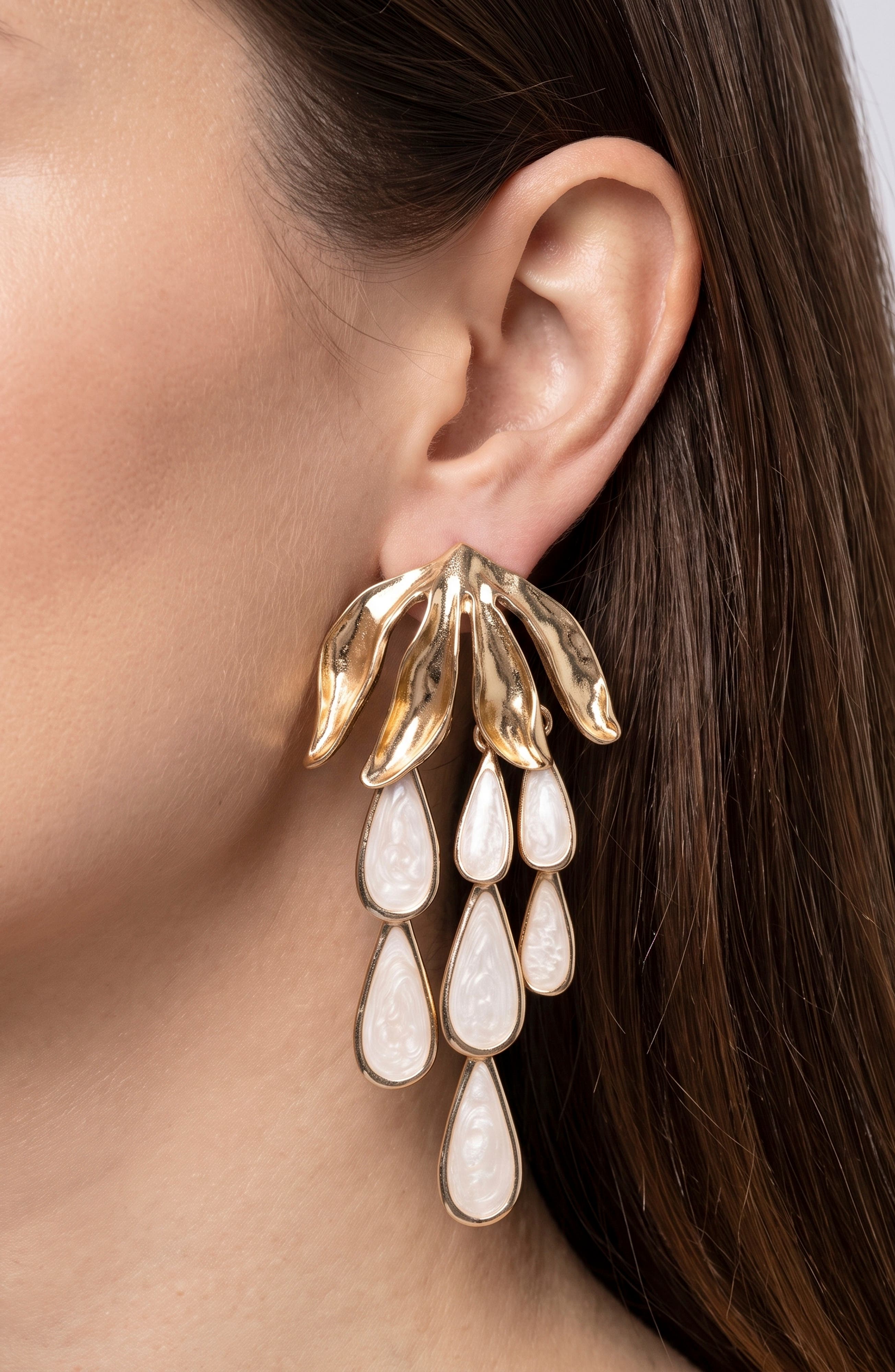 Scalloped Enamel Waterfall Earrings