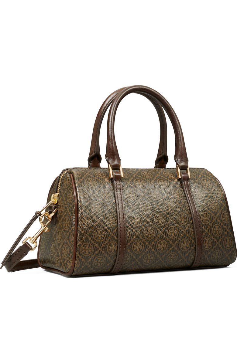 Tory Burch Mini T Monogram Coated Canvas Barrel Bag, Alternate, color, French Press