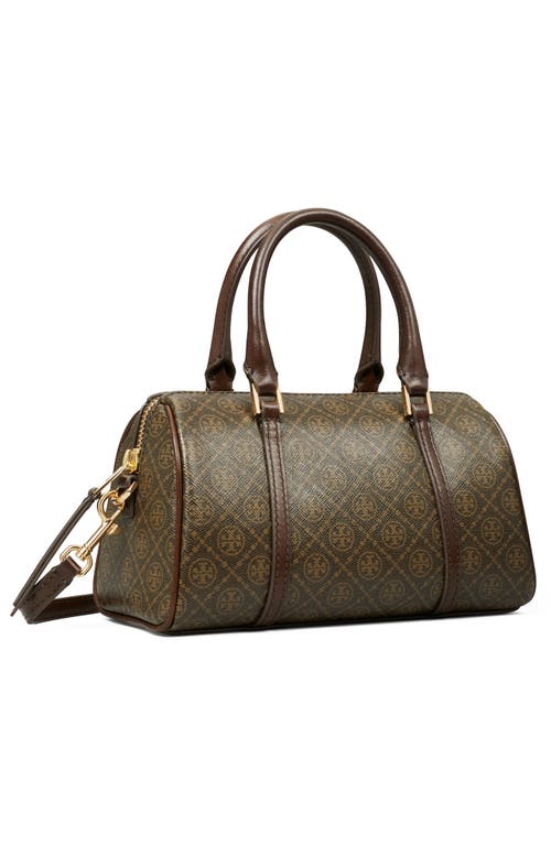 Tory Burch T Monogram Coated Canvas Mini Barrel Bag In French Press