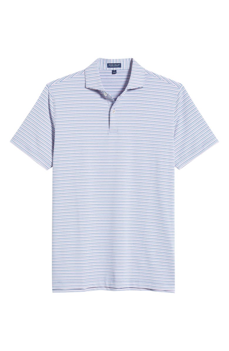 Peter Millar Chase Stripe Performance Jersey Polo, Alternate, color, Lunar Blue