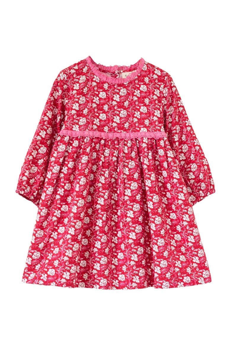 Toddler Long Sleeves Dress with Lace Trim, Main, color, Red
