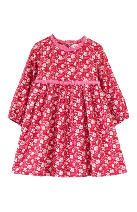 Toddler Long Sleeves Dress with Lace Trim
