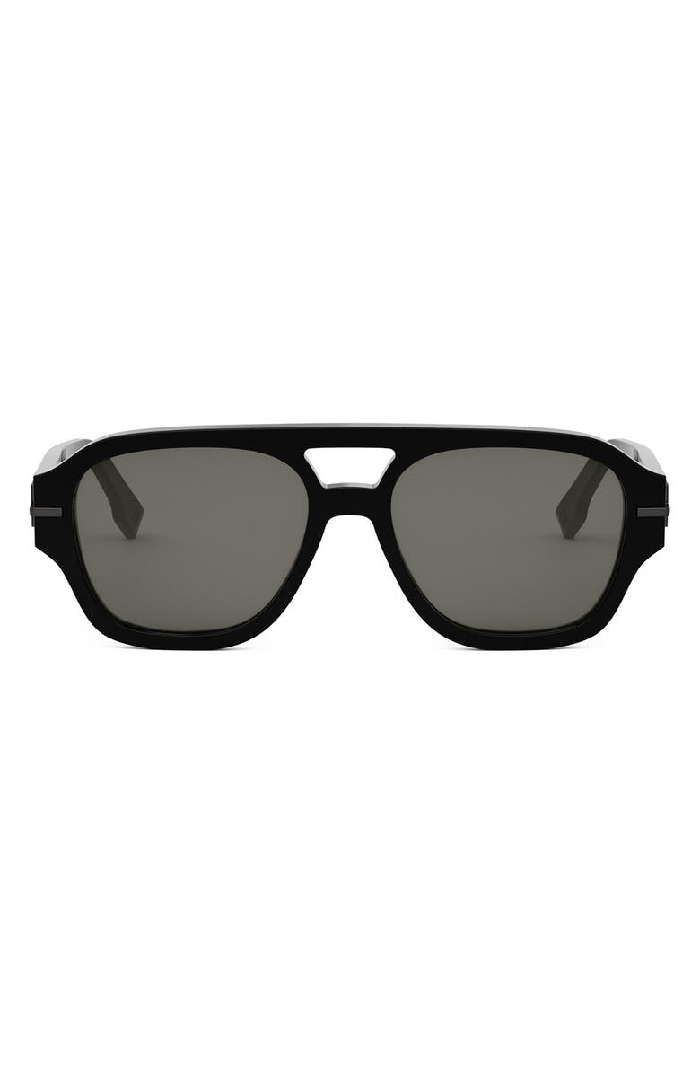 Fendi 'Fendigraphy 55mm Geometric Sunglasses, Main, color, Shiny Black / Smoke