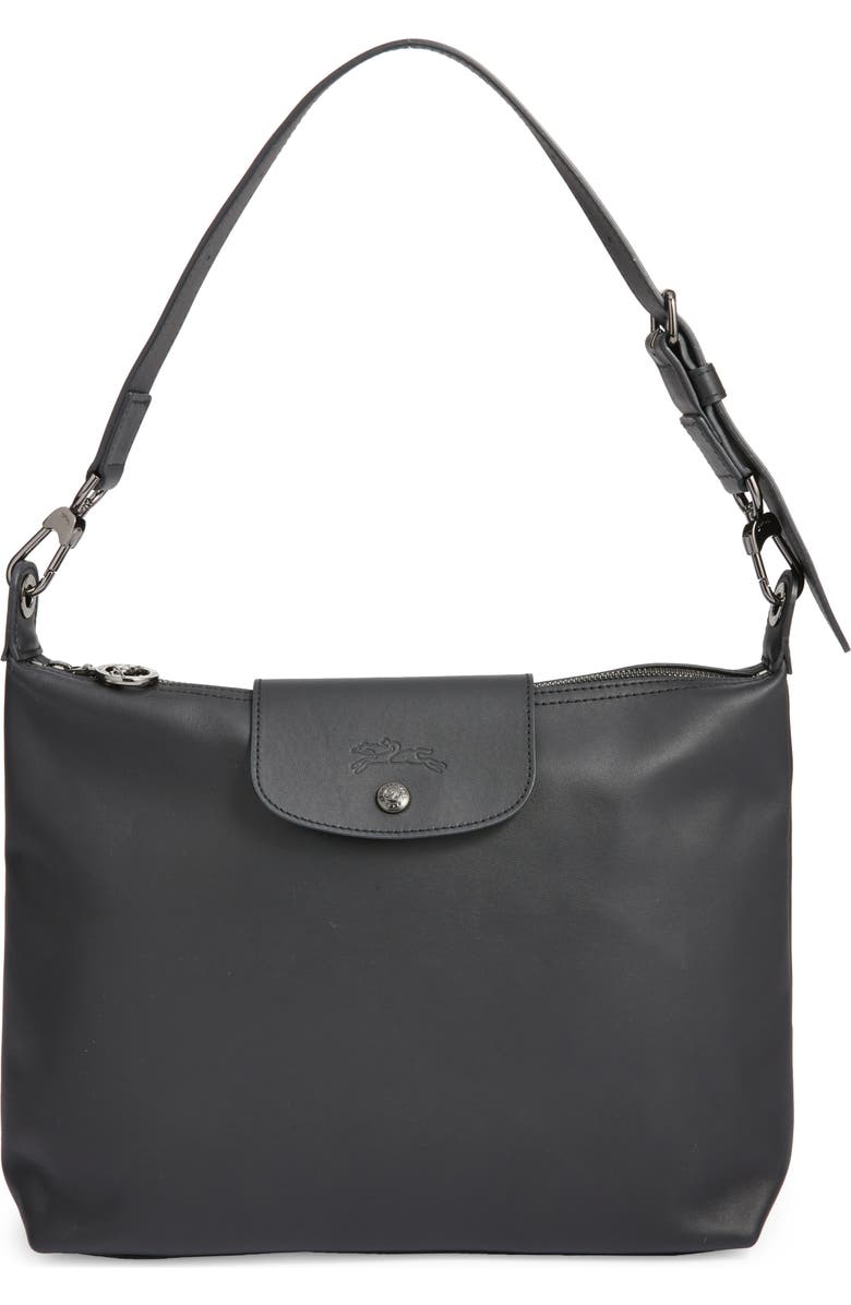 Longchamp Medium Le Pliage Xtra Leather Hobo Bag, Main, color, Black