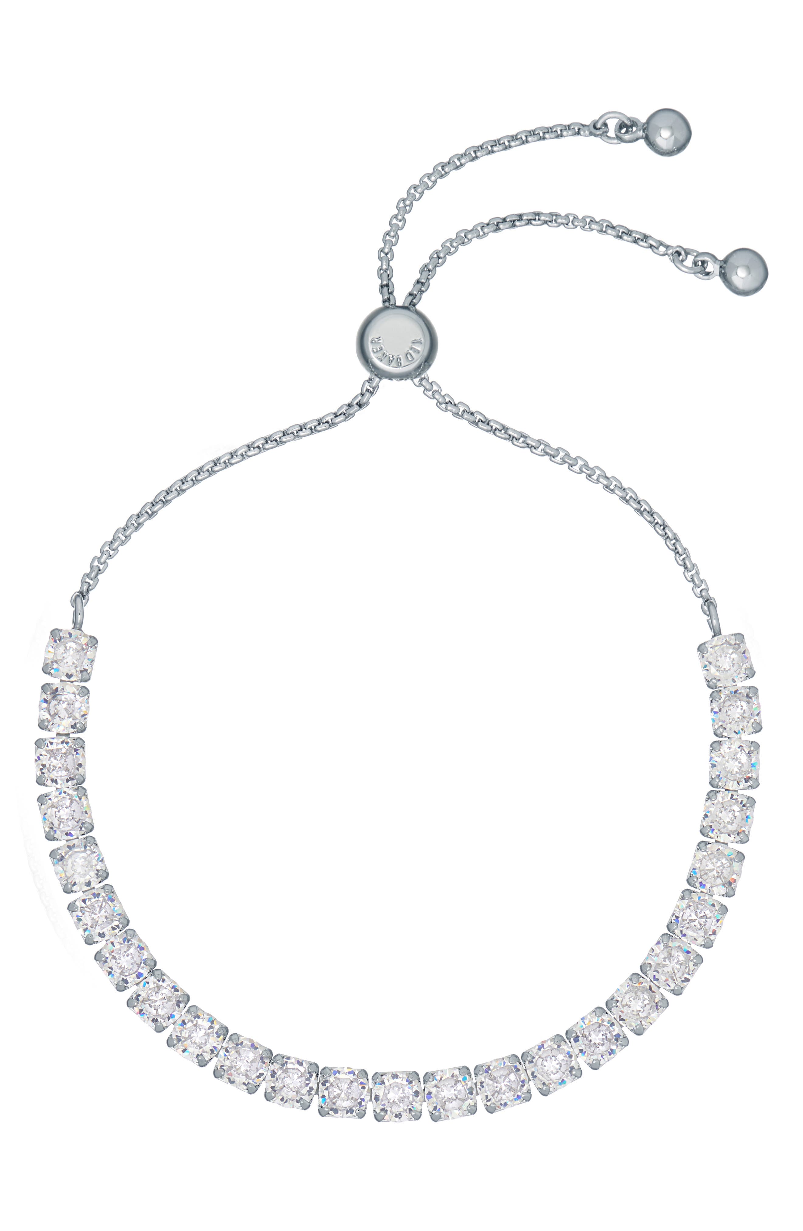 Ted Baker London Melrah Icon Crystal Slider Tennis Bracelet in Silver Tone Clear Crystal 