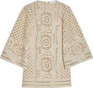 Zimmermann Indra Embroidered Silk Eyelet Minidress