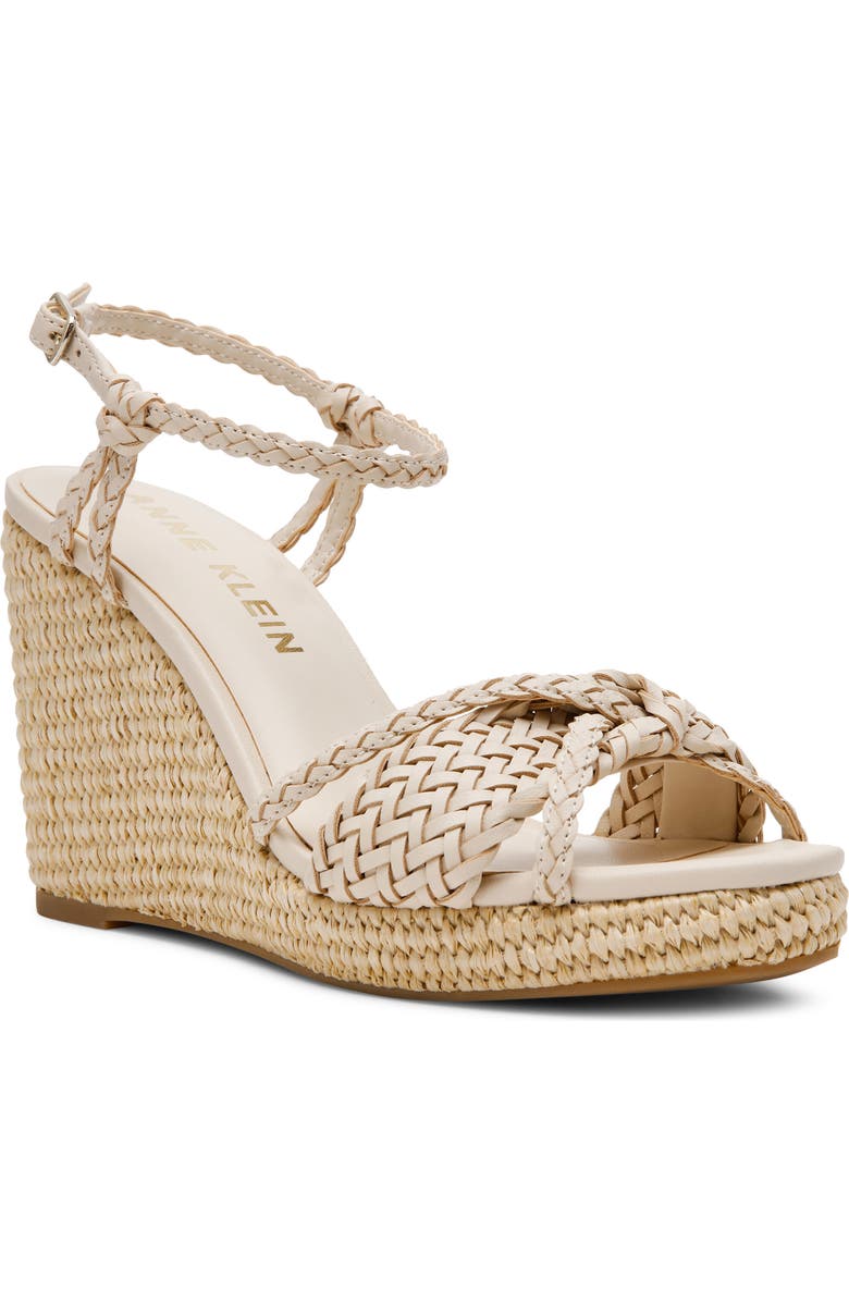 Anne Klein Vow Braided Wedge Sandal, Main, color, Bone Woven