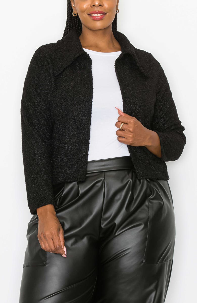 L I V D Erica Faux Shearling Crop Jacket, Alternate, color, Black