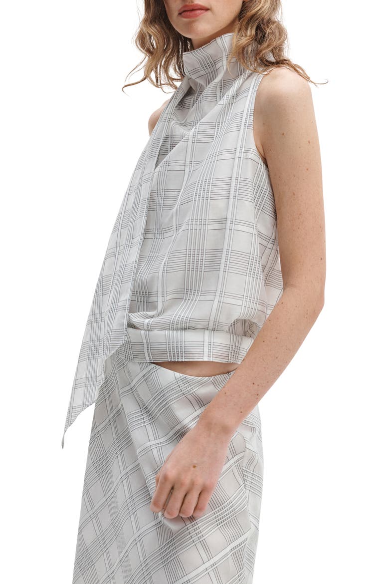Adela Funnel Neck Sleeveless Top, Alternate, color, WHITE PLAID