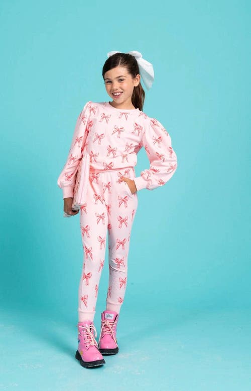 Lola + The Boys Ribbon Puff Sleeve Set In Pink