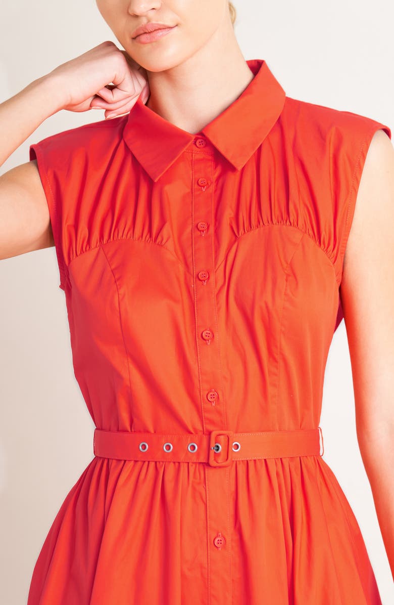 FREEMARKET Cotton Midi Dress, Alternate, color, Coral Red