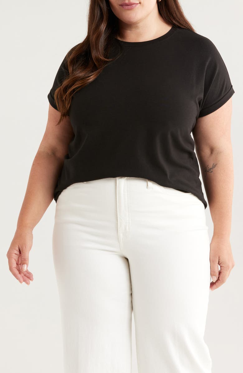 Caslon<sup>®</sup> Cuff Sleeve T-Shirt, Main, color, Black