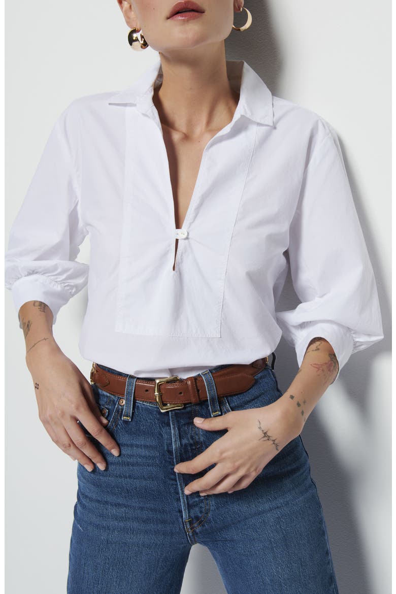 Everlee Pima Cotton Popover Top, Main, color, OPTIC WHITE