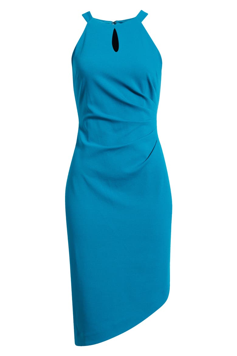 Side Pleat Asymmetric Dress, Alternate, color, INK TEAL