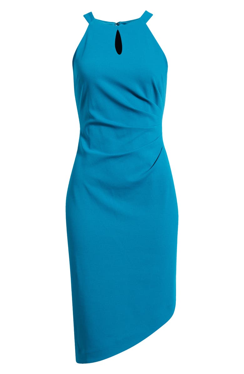 Anne Klein Side Pleat Asymmetric Dress, Alternate, color, Ink Teal