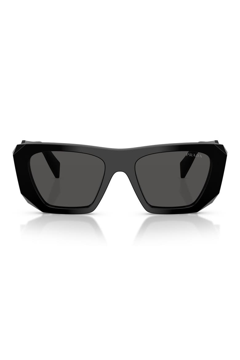 53mm Square Sunglasses, Main, color, BLACK / DARK GREY