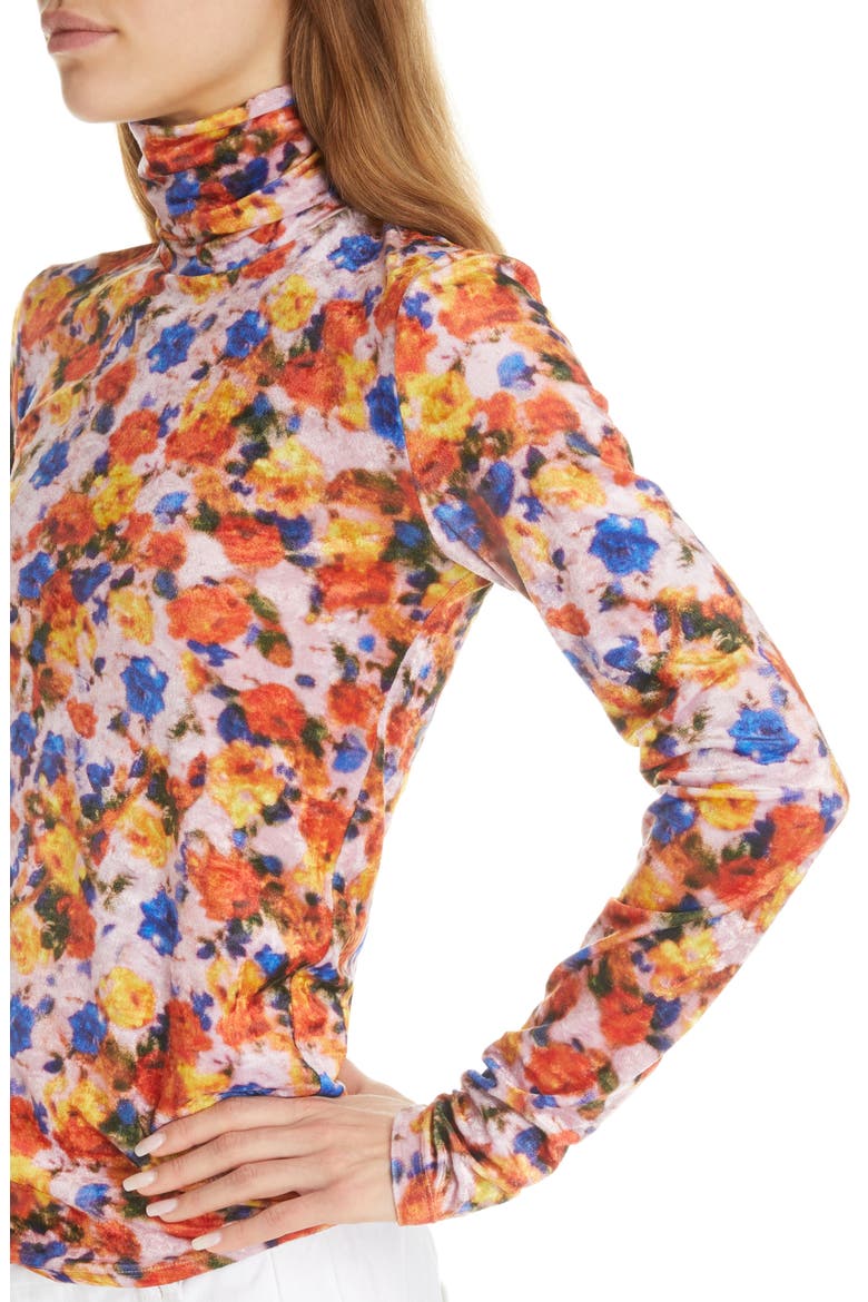 Giloyela Floral Crushed Velvet Turtleneck, Alternate, color, ORANGE