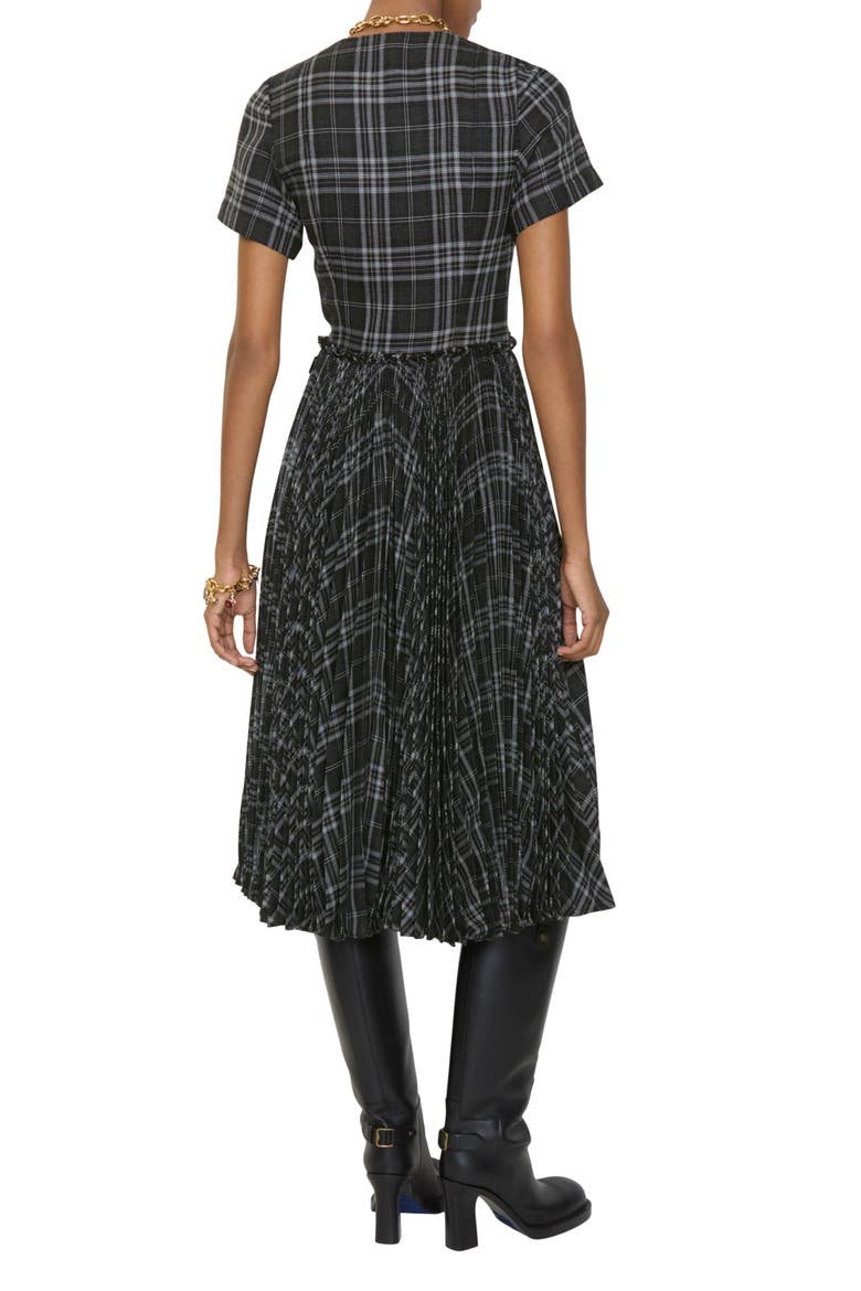 Meryl Check Midi Wrap Dress, Alternate, color, ONYX GREY/ LIGHT GREY CHECK