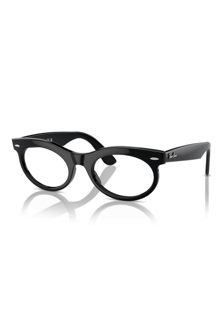 53mm Oval Optical Glasses, Alternate, color, BLACK