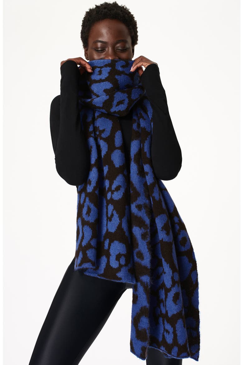 Animal Jacquard Scarf, Alternate, color, ELECTRIC BLUE