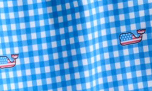 Vineyard Vines Kids' Chappy Beach Print Swim Trunks In Gingham Tideblue