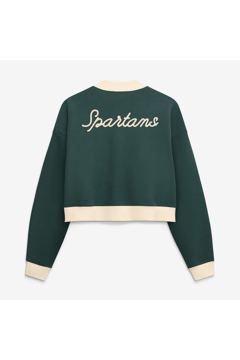 Women's Nike Green Michigan State Spartans Oversized Academic Cropped Full-Zip Bomber Jacket, Alternate, color, Green