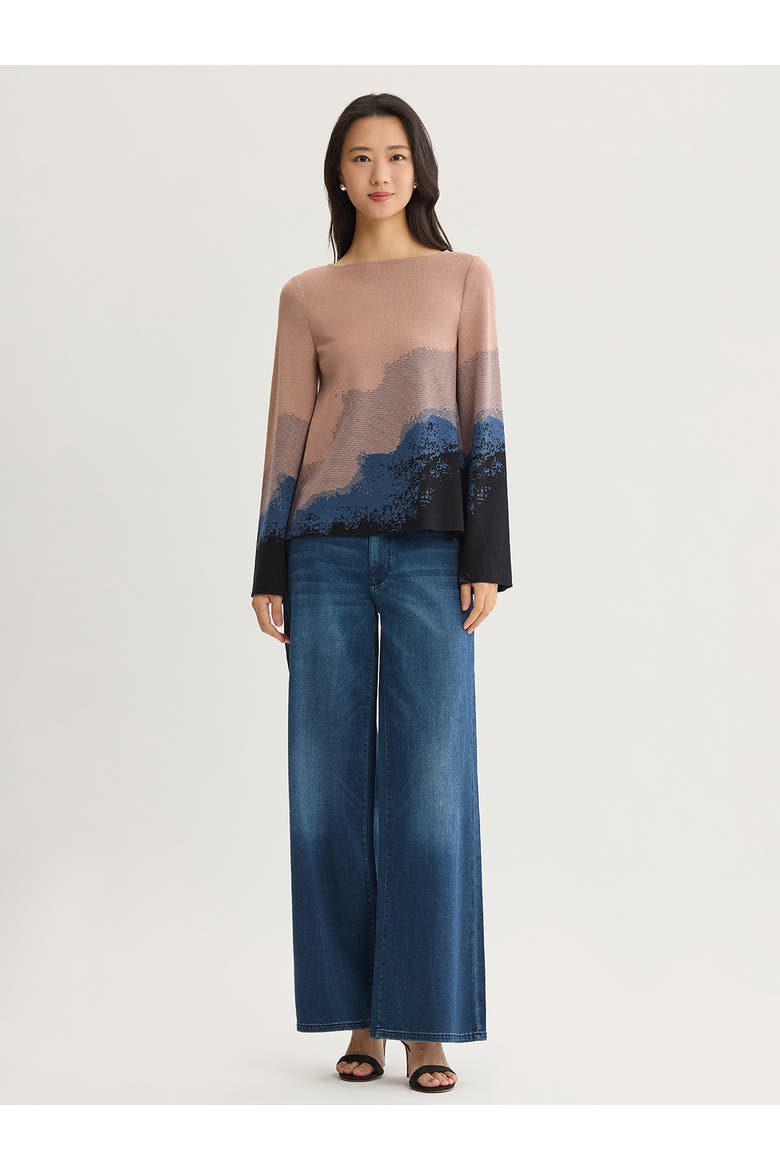 Landscape Bell Sleeve Knit Top, Alternate, color, Charmeuse/Stardust/Black