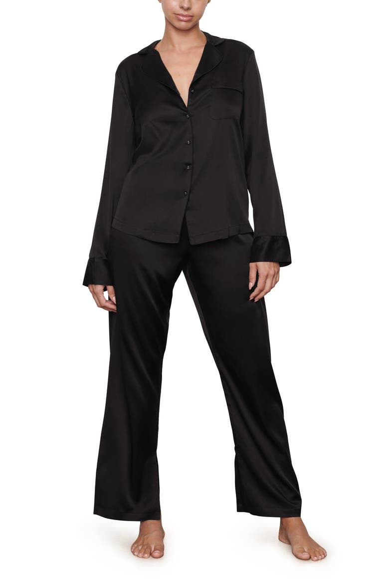 Stretch Silk Pajama Pants, Main, color, SOOT
