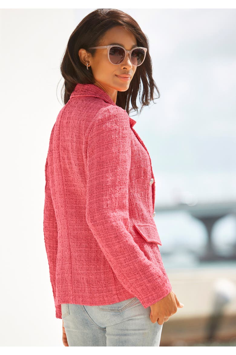 Double Breasted Boucle Blazer, Alternate, color, Coral
