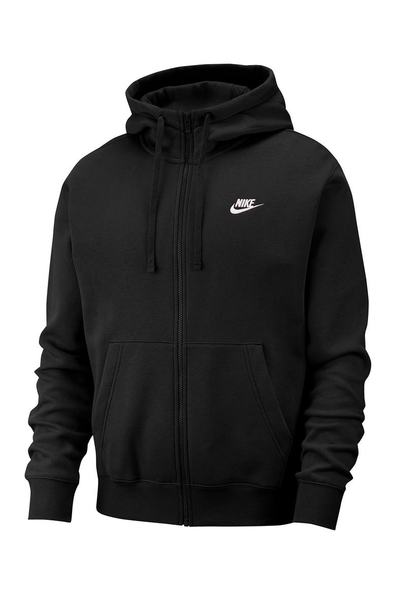 Men's Club Zip-Up Logo Hoodie, Main, color, BLACK/WHITE