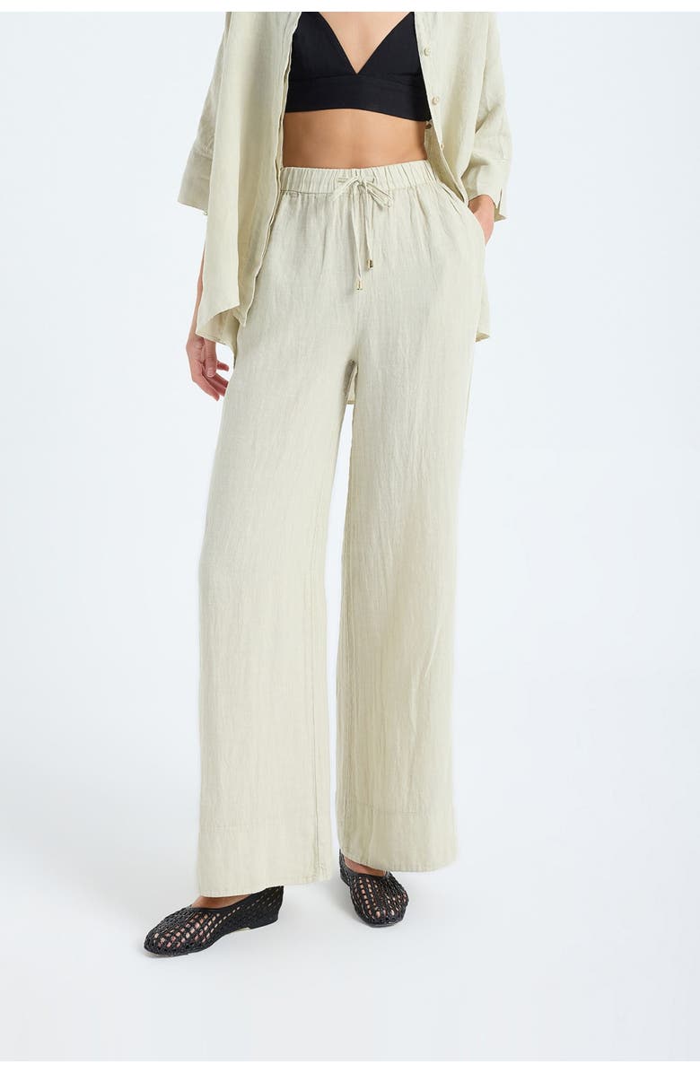 Monlicia Ciel 100% Linen Wide-Leg Pants, Alternate, color, Stone