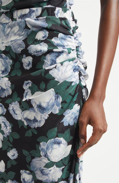 Stella Mccartney Bunch Of Roses Mesh Midi Skirt In Black