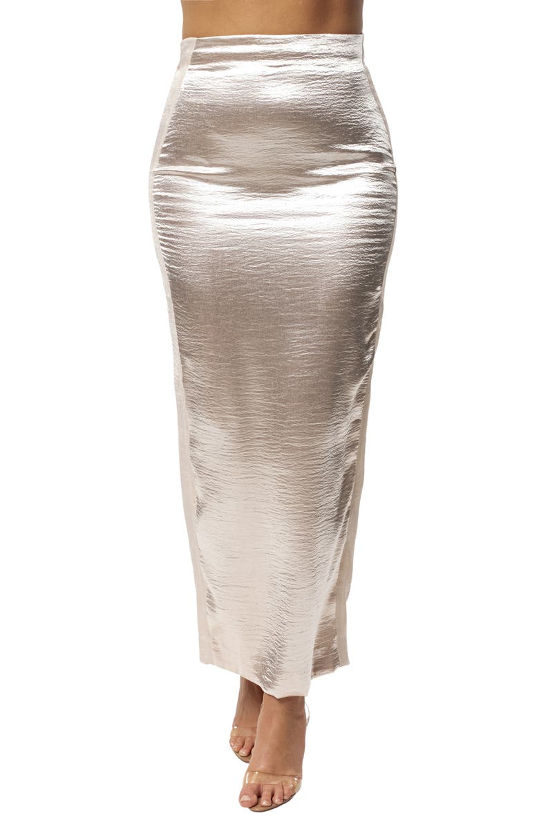 JLUXLABEL Nora Satin Maxi Skirt, Main, color, Ivory