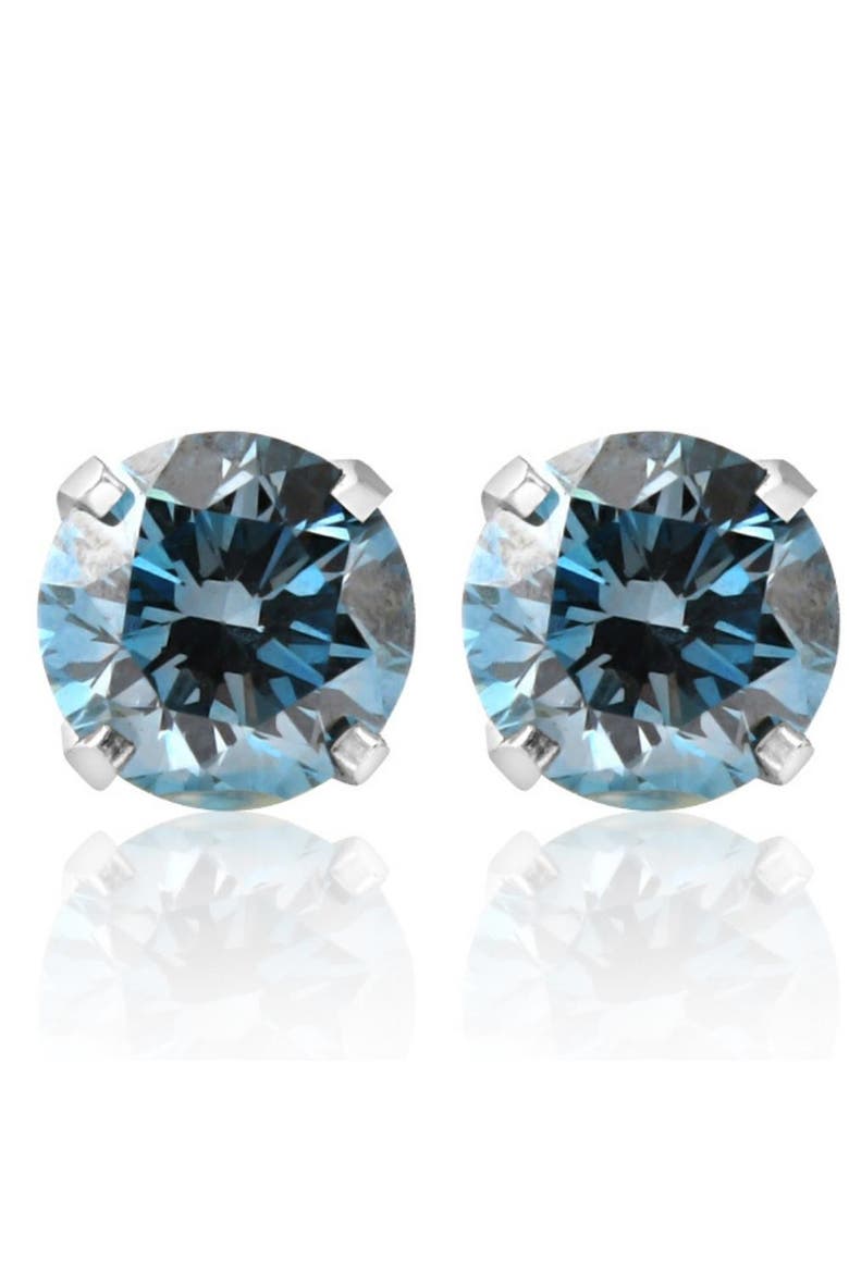 1 Ct T.W. Blue Lab Grown Diamond Studs 14K Gold Earrings, Main, color, 14k White Gold