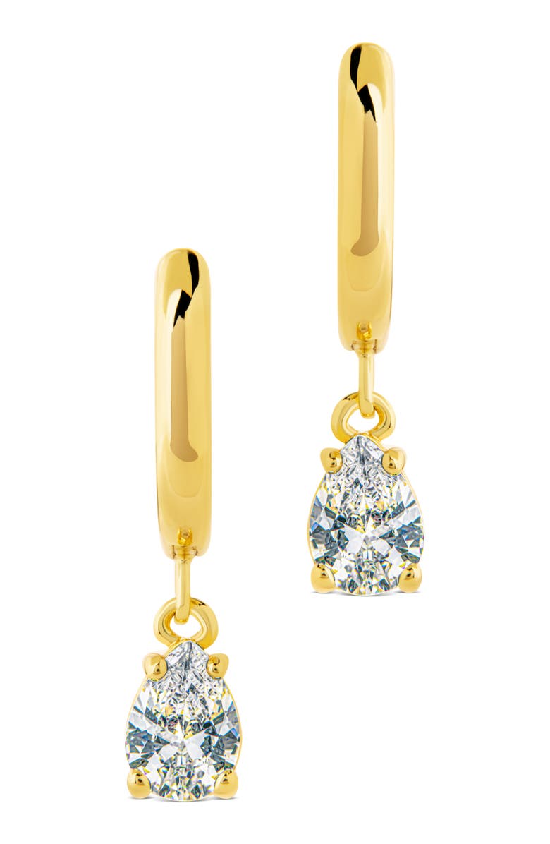 Sterling Forever Cubic Zirconia dangle Huggie Hoop Earrings, Alternate, color, Gold