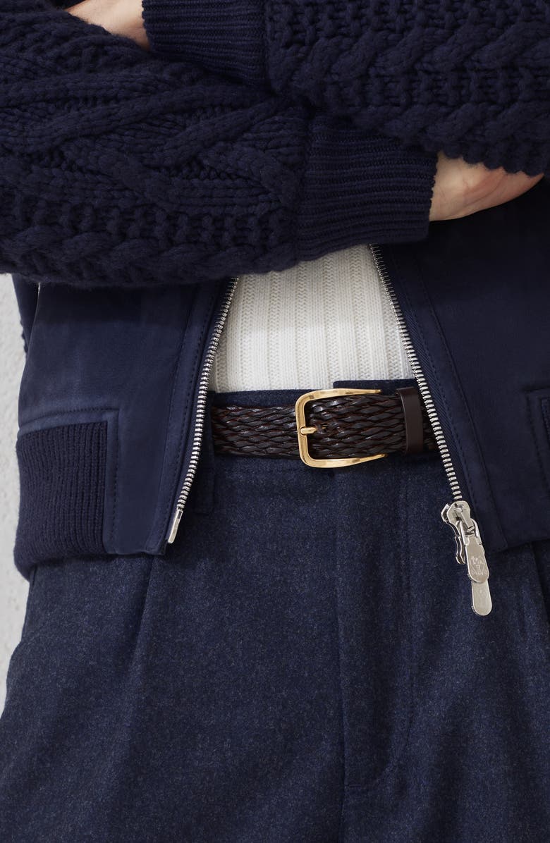 Brunello Cucinelli Calfskin belt, Alternate, color, Brown