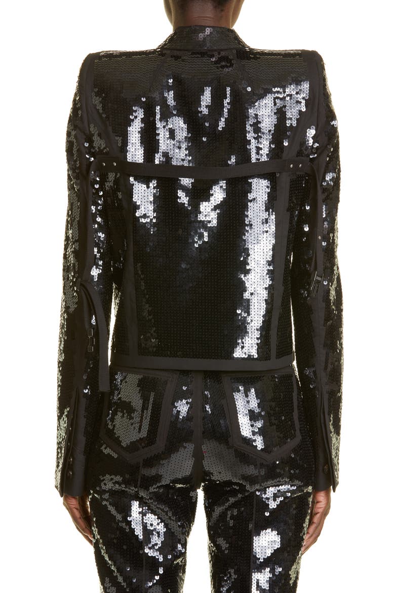 Sequin Embellished Crop Jacket, Alternate, color, BLACK