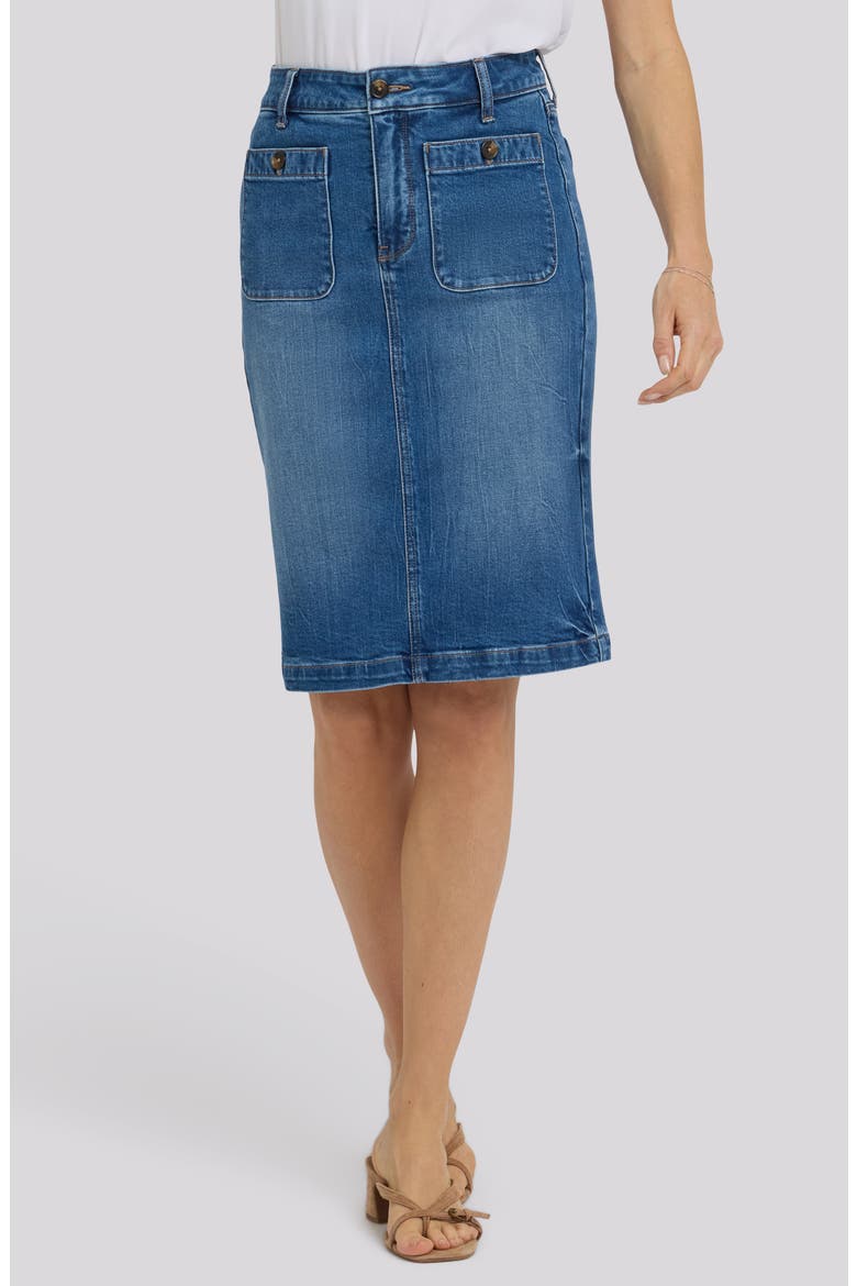 Patch Pocket Denim Skirt, Main, color, WILD RIVER