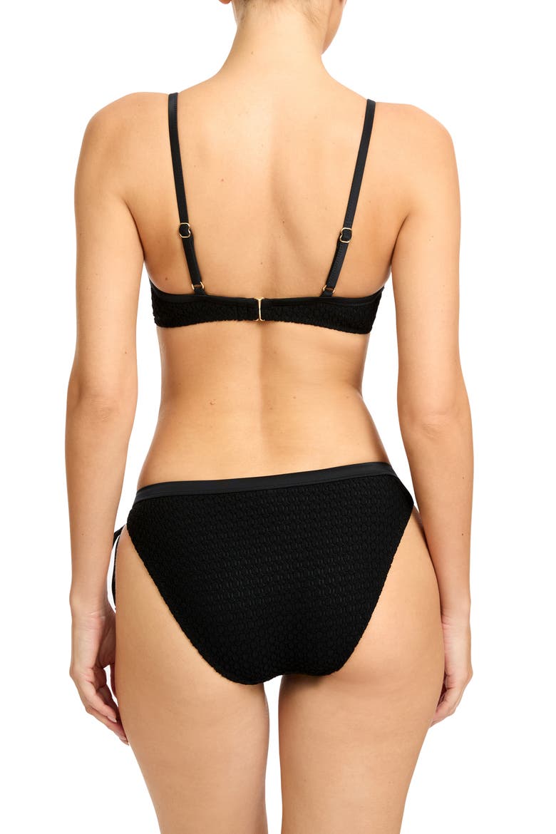 Open Stitch Triangle Bikini Top, Alternate, color, BLACK