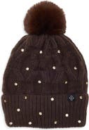Nanette Lepore Faux Pearl Embellished Pom Beanie
