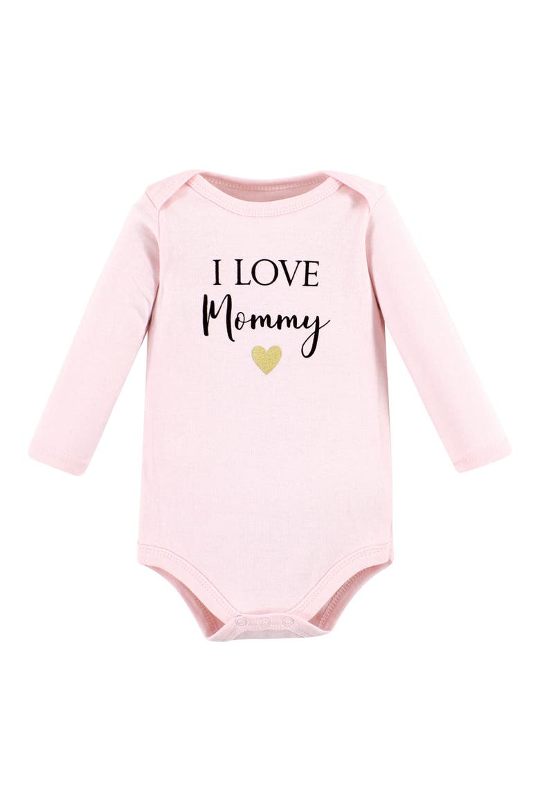 Essential Long-Sleeve Cotton Bodysuit Set, Alternate, color, Girl Mommy 5-Pack