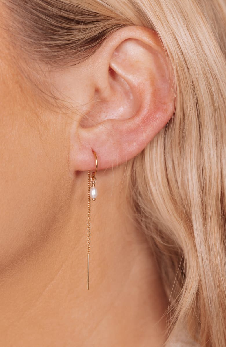 Set & Stones Madeline Freshwater Pearl Threader Earrings, Alternate, color, Gold