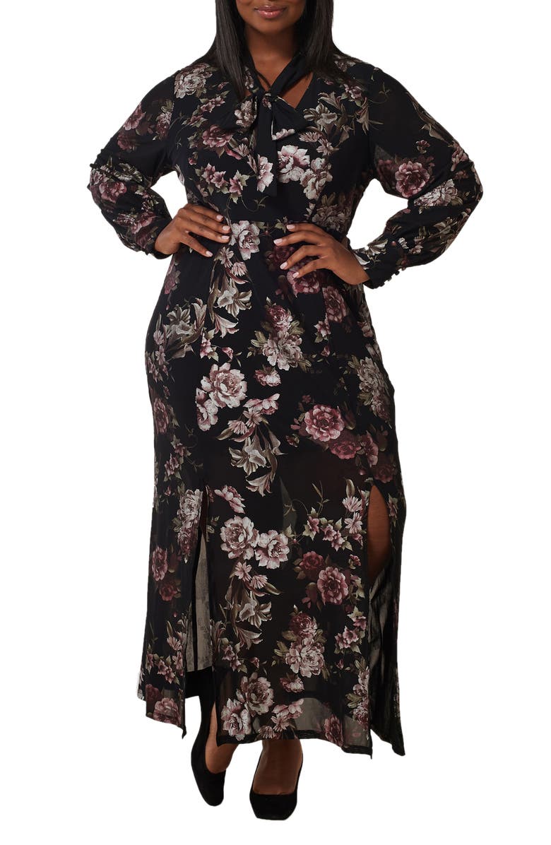 Marée Pour Toi Floral Long Sleeve Maxi Dress, Main, color,