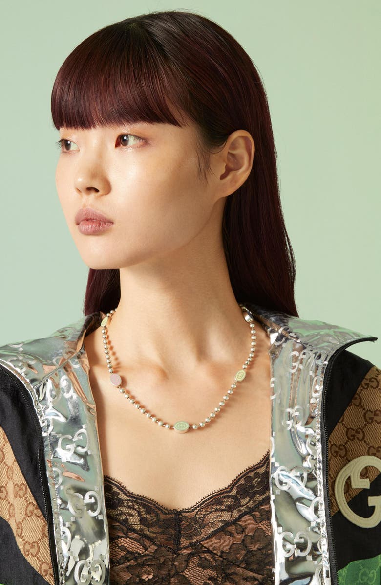 Gucci Interlocking-G Station Boule Necklace, Alternate, color, NO COLOR